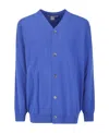 Comme Des Garçons Long-sleeved Knitted Cardigan In Blue