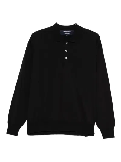 Comme Des Garçons Long-sleeved Polo Shirt In Black