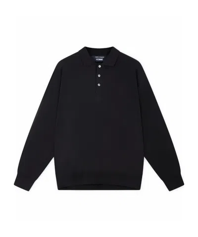 Comme Des Garçons Long-sleeved Polo Shirt In Blue