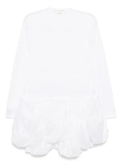 Comme Des Garçons Long-sleeved Ruffle Dress In White