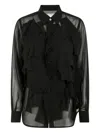 Comme Des Garçons Sheer Black Chiffon Shirt In Black