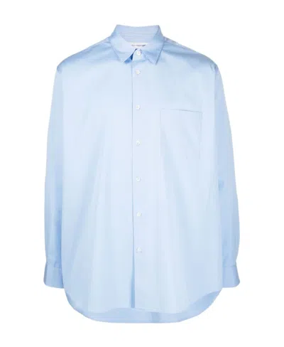 Comme Des Garçons Long-sleeved Shirt In Blue