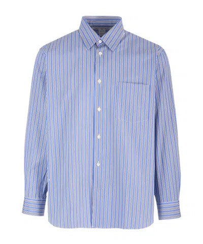 Comme Des Garçons Long-sleeved Shirt In Blue
