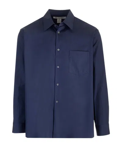 Comme Des Garçons Long-sleeved Shirt In Blue