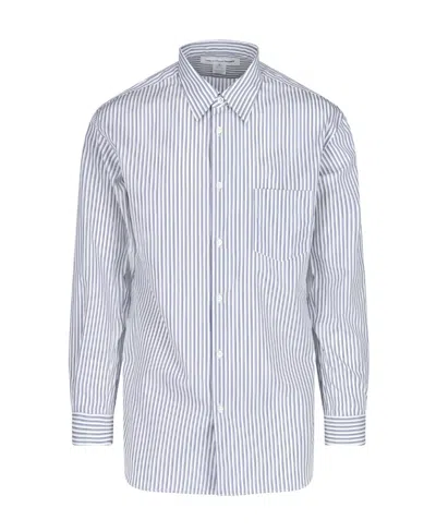Comme Des Garçons Long-sleeved Striped Shirt In White