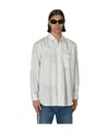Comme Des Garçons Striped Shirt With Button-down Collar And Pocket In White