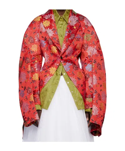 Comme Des Garçons Long-sleeved Suit Jacket In Red