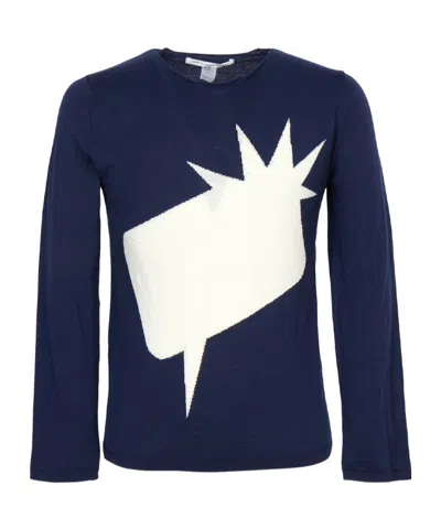 Comme Des Garçons Long-sleeved Sweater In Blue
