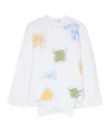 Comme Des Garçons Asymmetric Print Knit Blouse In White And Multicolour For Men In White
