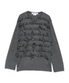 Comme Des Garçons Long Sleeve Ribbed Top With Knot Detail In Gray