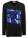 Comme Des Garçons Long-sleeved T-shirt With Glitter Applied Print In Black