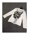 Comme Des Garçons Long-sleeved T-shirt With Printed Pattern In White
