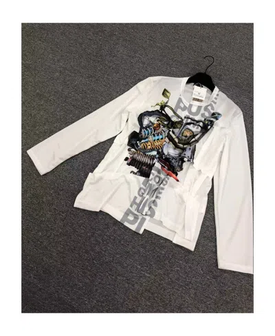 Comme Des Garçons Long-sleeved T-shirt With Printed Pattern In White