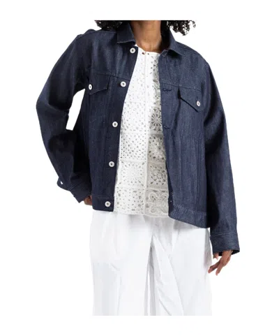 Comme Des Garçons Long-sleeved Denim Jacket In Purple