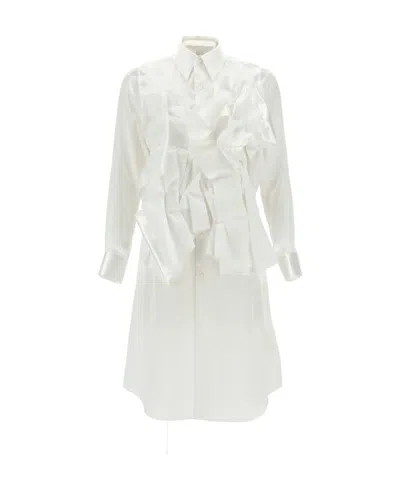 Comme Des Garçons Long-sleeved Dress In White