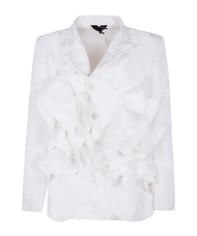 Comme Des Garçons Long-sleeved Jacket In White