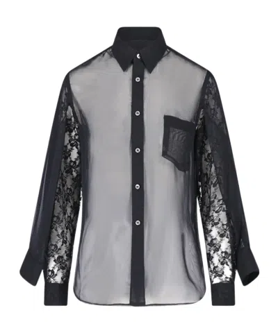 Comme Des Garçons Long-sleeved Shirt In Black