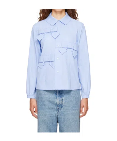 Comme Des Garçons Long-sleeved Shirt In Blue