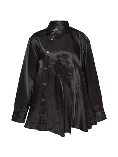 Comme Des Garçons Long-sleeves Asymmetric Dress In Black