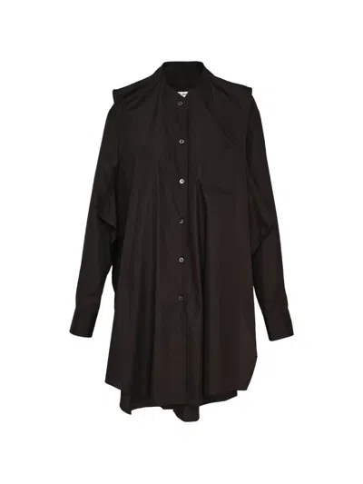 Comme Des Garçons Long-sleeves Asymmetric Dress In Black