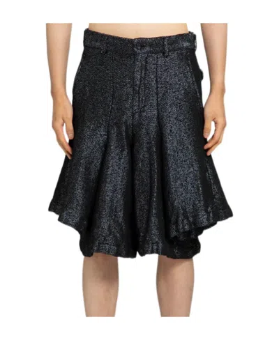 Comme Des Garçons Lotus Leaf Button Shorts In Black