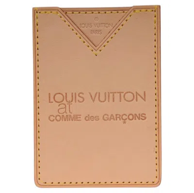 Pre-owned Comme Des Garçons Louis Vuitton Comme Des Garcons Card Holder Vachetta Embossed Leather Tan Wallet In Brown