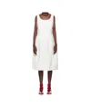 Comme Des Garçons White Floating Jacquard Flower Pattern Midi Dress