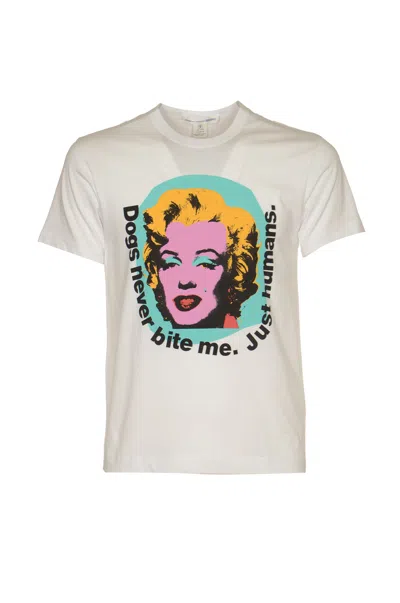 Comme Des Garçons Madonna Print T-shirt In White