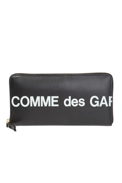 Comme Des Garçons Magenta Leather Logo Printed Wallet For Women In Black