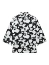 Comme Des Garçons Cotton Satin Pique Floral Pattern Jacket In Black