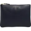 Comme Des Garçons Medium Classic Leather Zip-up Pouch In Blue