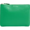 Comme Des Garçons Medium Classic Leather Zip-up Pouch In Green