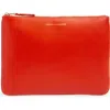 Comme Des Garçons Medium Classic Leather Zip-up Pouch In Orange