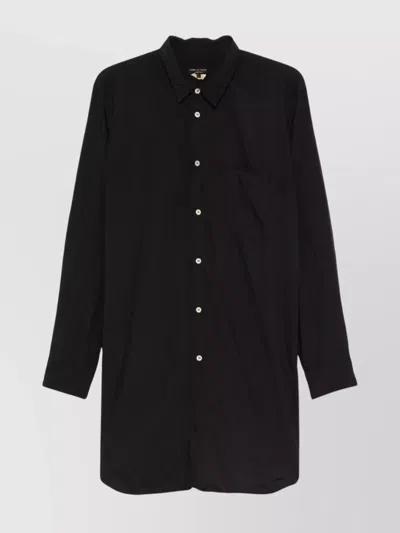 Comme Des Garçons Men's Button-down Collar Longline Shirt With Chest Pocket In Black
