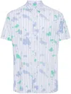 Comme Des Garçons Cotton Shirt With Printed Halo Stripe In Clear Blue