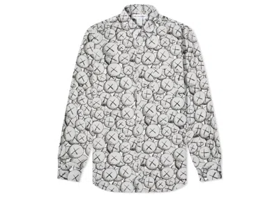 Pre-owned Comme Des Garçons Men's Comme Des Garcons Cdg Shirt X Kaws Classic Eyes Poplin Shirt In White/black
