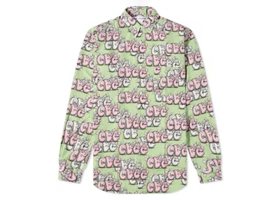 Pre-owned Comme Des Garçons Men's Comme Des Garcons Cdg Shirt X Kaws Classic Poplin Shirt In Green/pink