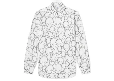 Pre-owned Comme Des Garçons Men's Comme Des Garcons Cdg Shirt X Kaws Classic Poplin Shirt In White/black