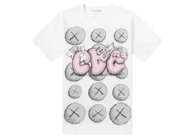 Pre-owned Comme Des Garçons Men's Comme Des Garcons Cdg Shirt X Kaws T-shirt In White/pink/grey In Multi