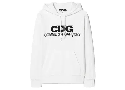 Pre-owned Comme Des Garçons Men's Comme Des Garcons Logo Printed Hoodie In White