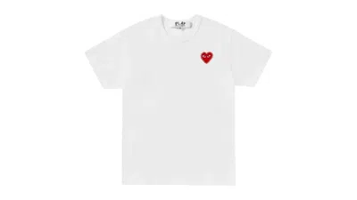 Pre-owned Comme Des Garçons Men's Comme Des Garcons Play Rhinestone Heart P1t801 T-shirt In White/red In Multi