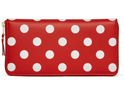 Pre-owned Comme Des Garçons Men's Comme Des Garcons Sa0110pd Wallet Polka Dots In Red