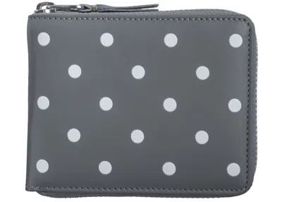 Pre-owned Comme Des Garçons Men's Comme Des Garcons Sa7100pd Wallet Polka Dots In Grey