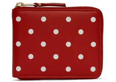 Pre-owned Comme Des Garçons Men's Comme Des Garcons Sa7100pd Wallet Polka Dots In Red