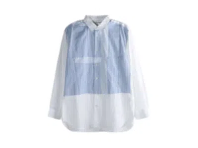 Pre-owned Comme Des Garçons Men's Comme Des Garcons Woven Patchwork Shirt In Campus Blue