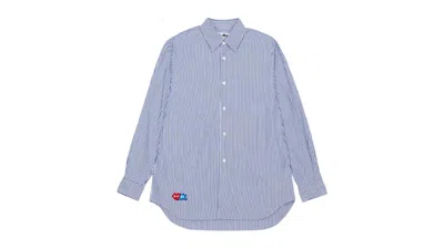 Pre-owned Comme Des Garçons Men's Comme Des Garcons X Invader Doublewappen Striped Shirt In Blue