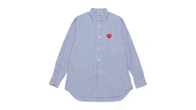Pre-owned Comme Des Garçons Men's Comme Des Garcons X Invader Pixelwappen Striped Shirt In Blue