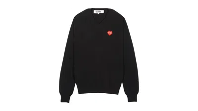 Pre-owned Comme Des Garçons Men's Comme Des Garcons X Invader Pixelwappen V Neck Pullover Knitwear In Black