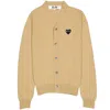 Comme Des Garçons Comme Des Garcons Men's Heart Logo Cardigan In Beige In Gold