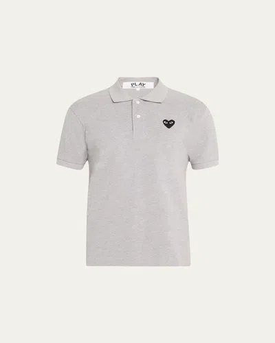 Comme Des Garçons Men's Heart Polo Shirt In Grey